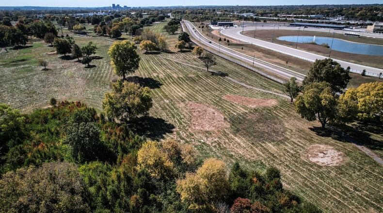 The closed Kittyhawk Golf Center on Wagner Ford Road across from Hollywood Gaming at Dayton Raceway. A new feasibility study found that Dayton potentially could see millions of dollars in electric cost savings over time by installing solar panels at its closed golf courses. JIM NOELKER/STAFF