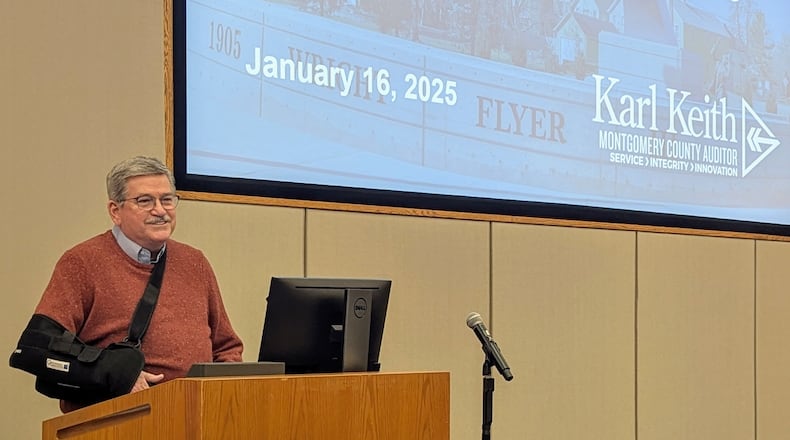 Montgomery County Auditor Karl Keith updated public officials on the state of property in the area on Thursday. PHOTO PROVIDED BY THE MONTGOMERY COUNTY AUDITOR'S OFFICE.
