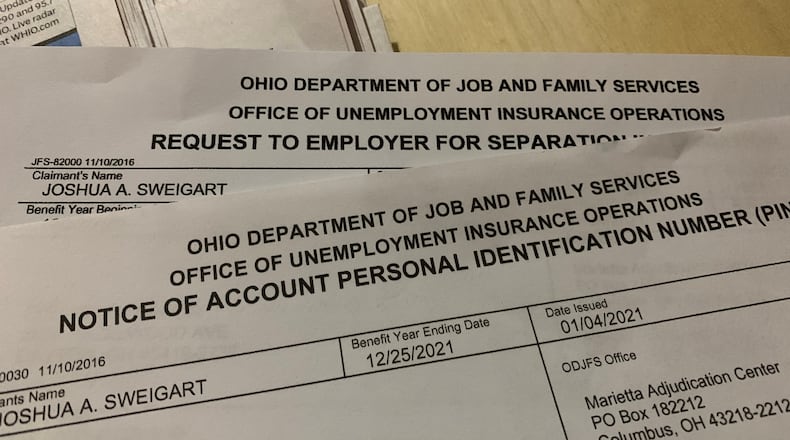 Dayton Daily News Reporter Josh Sweigart is one of many Ohioans whose identity was used to fraudulently file for unemployment.