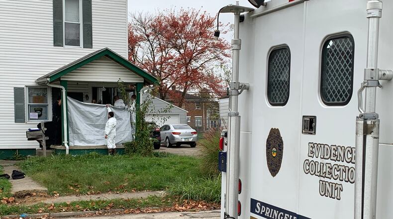 Springfield police were investigating at a home in the first block of North Douglas Avenue on Wednesday, Oct. 27, 2021. BILL LACKEY/STAFF