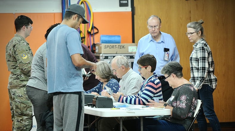 A good turnout for election day, Tuesday, Nov 7, 2023 at Beavercreek High School. MARSHALL GORBY \STAFF