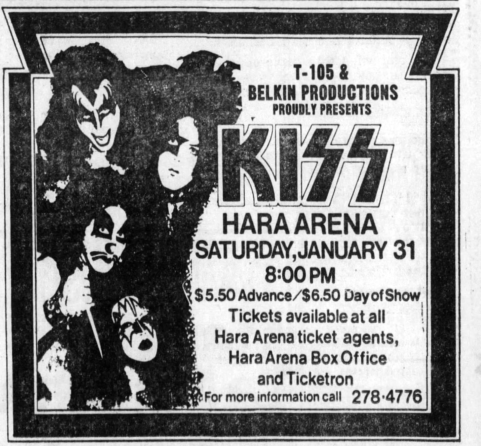 In 1976, as fairly a new band, Kiss was coming to Hara Arena. DAYTON DAILY NEWS ARCHIVES