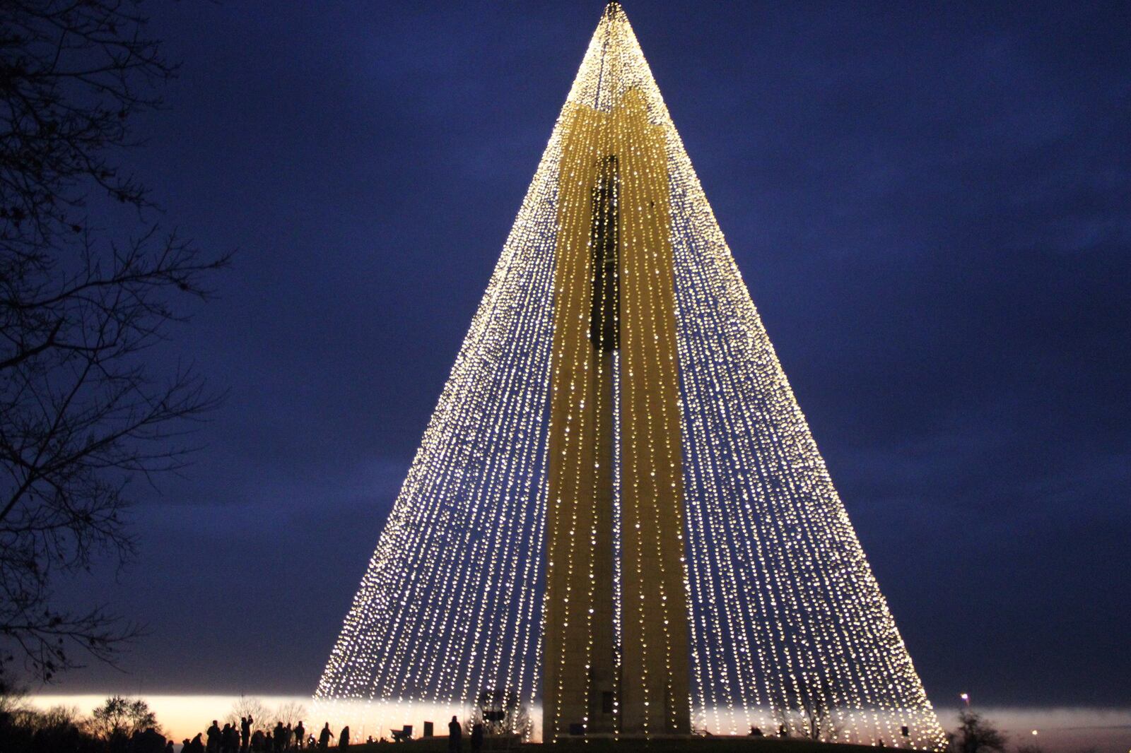 Ohio’s largest tree of lights, 200 feet tall, is now lighting up the night sky at Carillon Historical Park in Dayton. The holiday fun continues with a month-long celebration filled with holiday-themed activities at the park. TODD JACKSON/STAFF