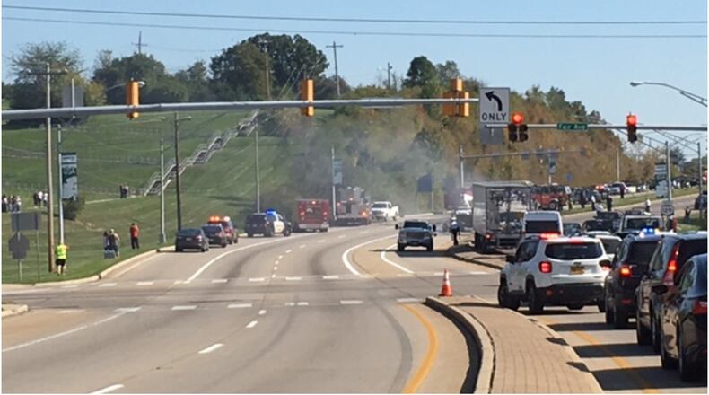 A concrete bucket truck driven by Tracy Moore, or Fairfield, rear-ended the SUV driven by Deanna Gilreath, 58, of Hamilton, according to police. Gilreath’s Jeep Liberty burst into flames and she died at the scene. Moore is charged with aggravated vehicular homicide and vehicular homicide. FILE