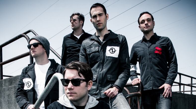 Middletown rock band Hawthorne Heights in 2014: (clockwise from left) JT Woodruff, Matt Ridenour, Eron Bucciarelli, Micah Carli and Mark McMillon. Today, Bucciarelli is CEO of Soundstr. CONTRIBUTED
