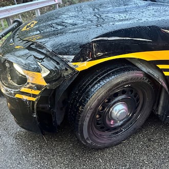A man reportedly hit a Montgomery County sheriff's deputy's cruiser twice during an attempted traffic stop in Harrison Twp. on Tuesday, Nov. 26, 2025. The deputy was not injured. Photo courtesy the Montgomery County Sheriff's Office.