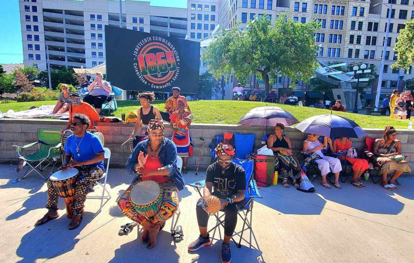 African drumming is an essential component of the Levitt Dayton Juneteenth celebration. PHOTO COURTESY OF SIERRA LEONE