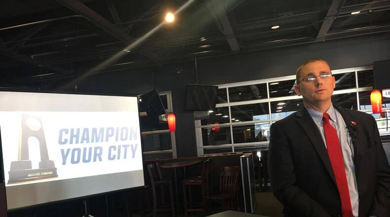 Dayton Athletic Director Neil Sullivan speaks at a press conference on Tuesday, April 18, 2017, at UD Arena. DAVID JABLONSKI / STAFF