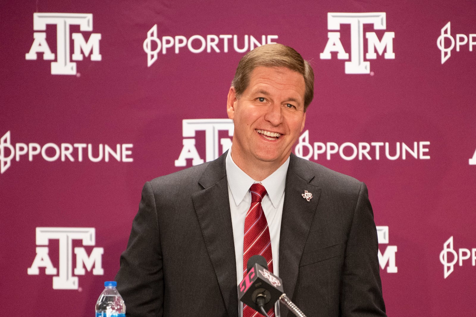 FILE - Texas A&M athletic director Trev Alberts answers questions during an NCAA college baseball news conference, Tuesday, July 2, 2024, in College Station, Texas. (Meredith Seaver/College Station Eagle via AP, File)