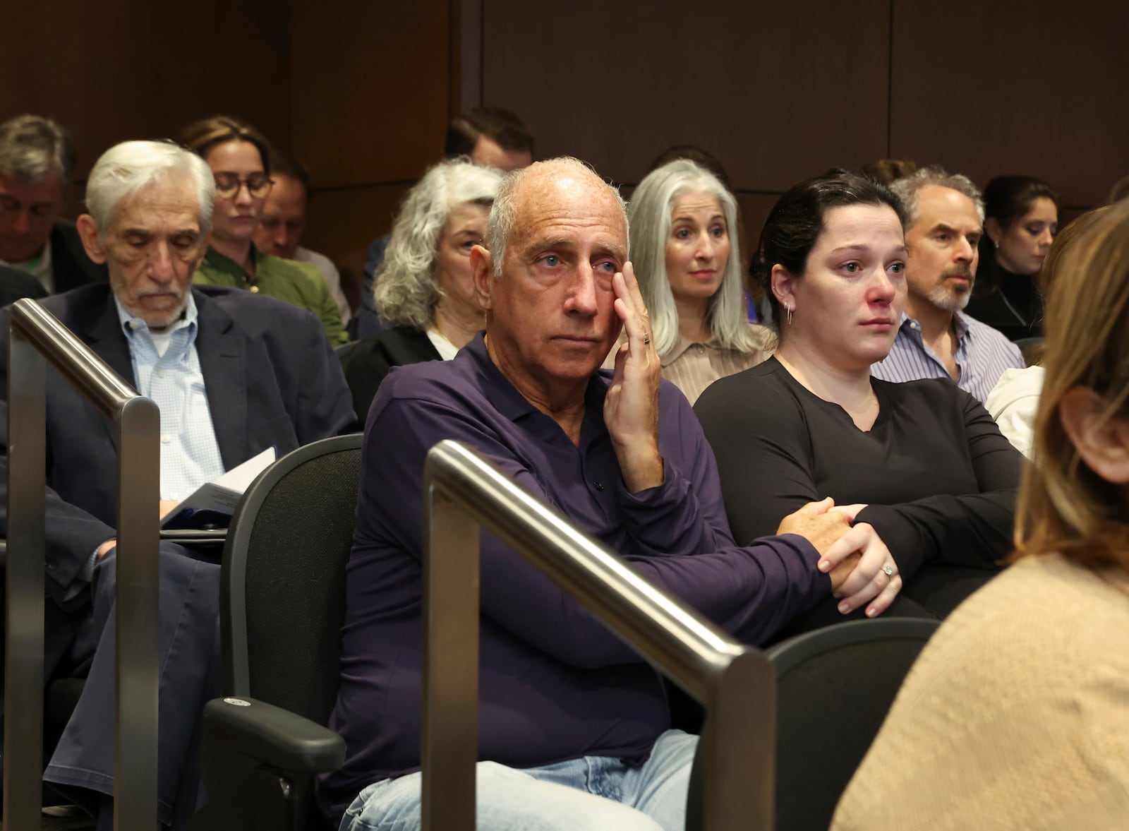 Families react as Judge Victoria Rossetti sentences Robert Crimo III at the Lake County Courthouse, in Waukegan, Ill., on Thursday, April 24, 2025. (Stacey Wescott/Chicago Tribune via AP, Pool)