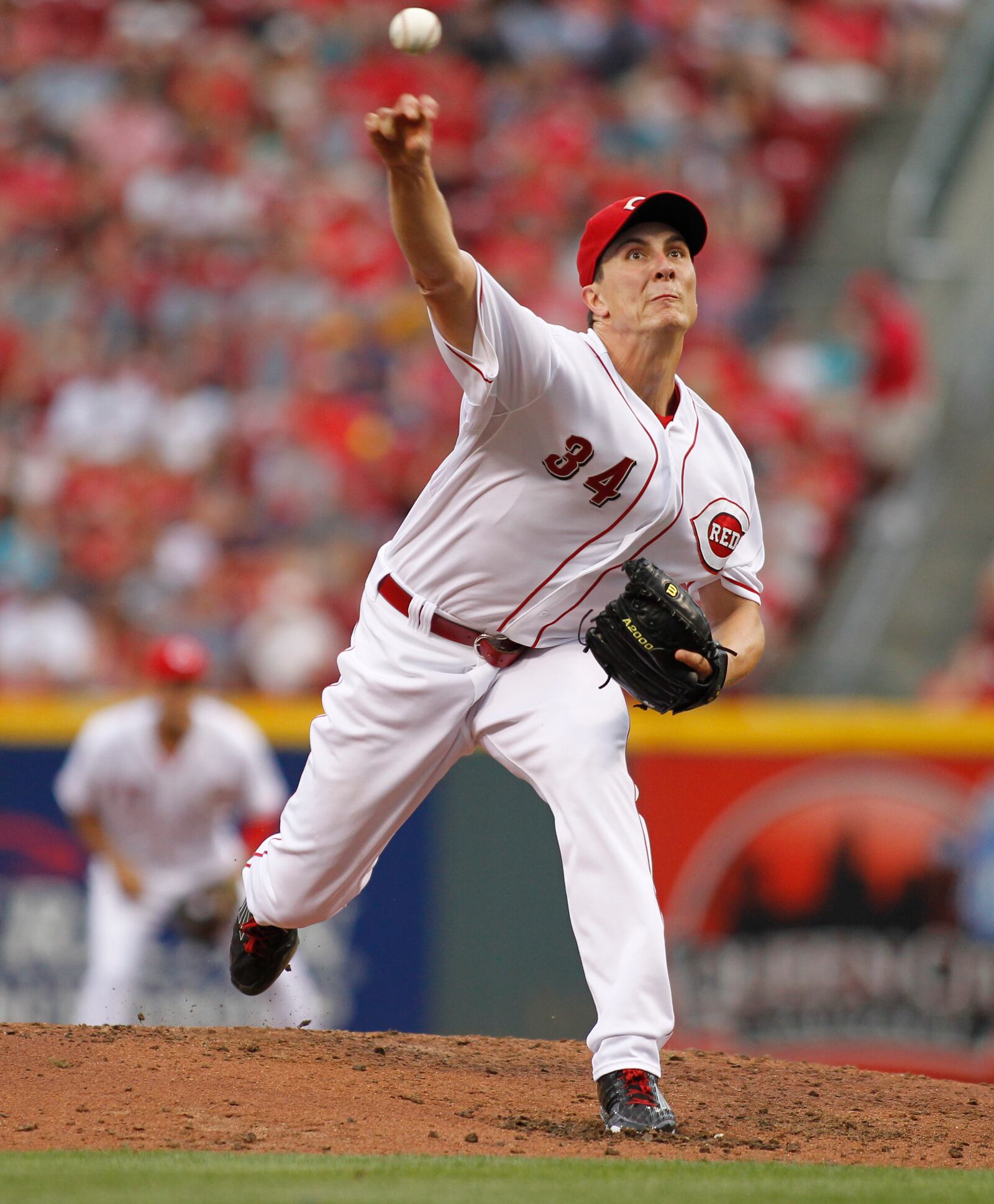 Reds starter Homer Bailey pitches against the Indians on Thursday, Aug. 7, 2014, at Great American Ball Park in Cincinnati.