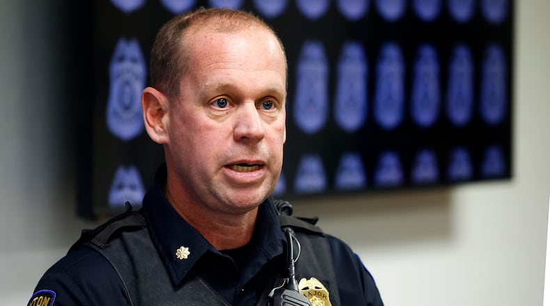 Dayton police Maj. Christopher Malson, shared safety plans Tuesday, Nov. 26, 2024, for the Dayton Children’s Parade during the city’s Grande Illumination on Friday, Nov. 29, 2024. MARSHALL GORBY\STAFF