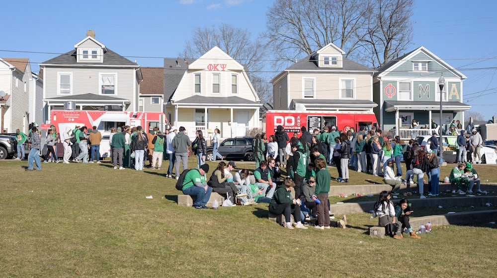 Students on the University of Dayton campus celebrated St. Patrick’s Day early on Saturday, March 8, 2025, since spring break begins after the last class on Friday, March 14. Here are some highlights of the festivities. TOM GILLIAM / CONTRIBUTING PHOTOGRAPHER