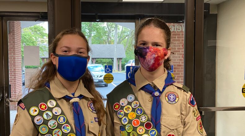 Liesl Carter, left, and Dasha Crocker, left. The girls are the first two female Eagle Scouts in the Miami Valley Council. CONTRIBUTED