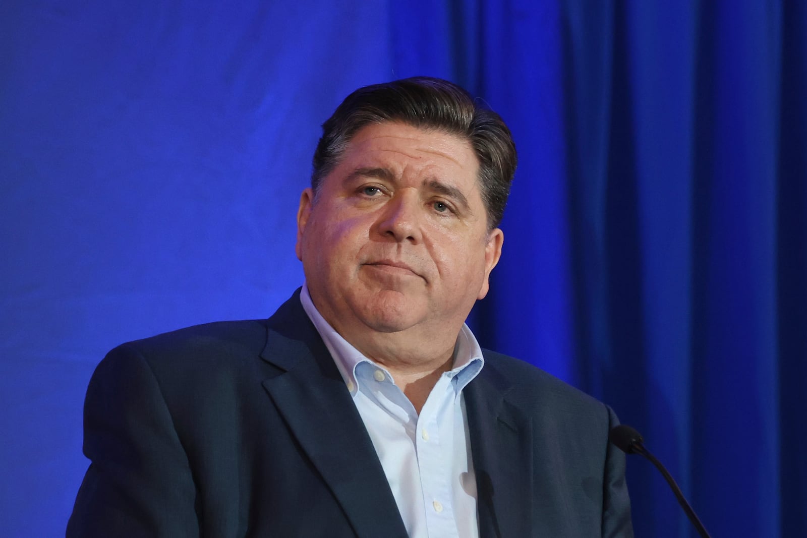 Illinois Gov. JB Pritzker speaks during the McIntyre-Shaheen 100 Club Dinner, Sunday April 27, 2025, in Manchester, N.H. (AP Photo/Reba Saldanha)