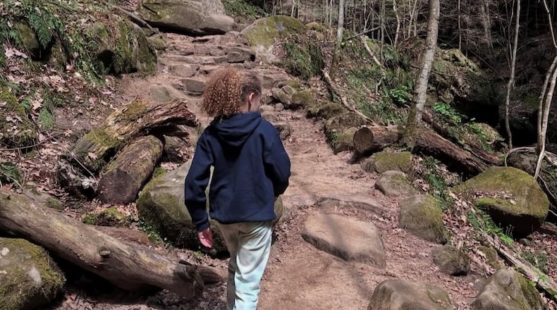 Pamela’s daughter, Jasmine on a recent hike in Hocking Hills. CONTRIBUTED