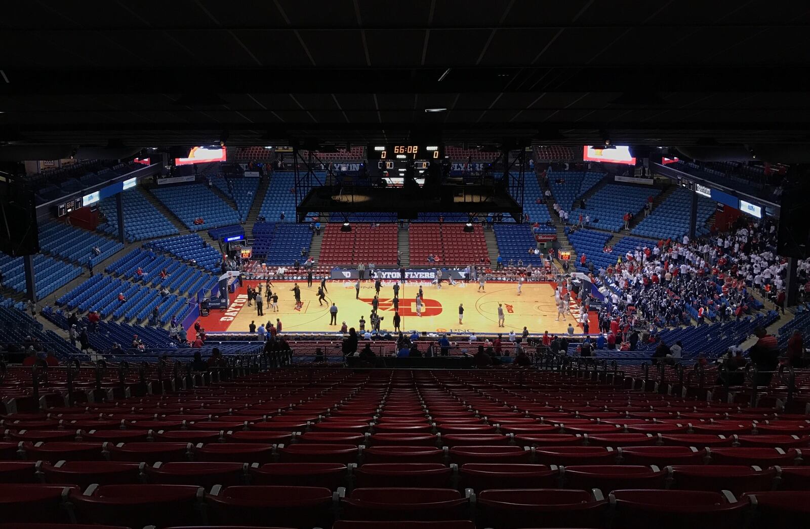 The view from the last row at UD Arena prior to the Flyers' win over VCU on March 1, 2017.