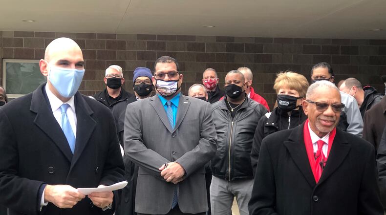 Dayton city commissioners Matt Joseph, Chris Shaw and Jeff Mims Jr. CORNELIUS FROLIK / STAFF