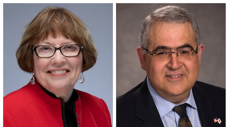 Judy Dodge and Youssef Elzein are competing in the Democratic primary for a Montgomery County Commission seat. Photos provided.