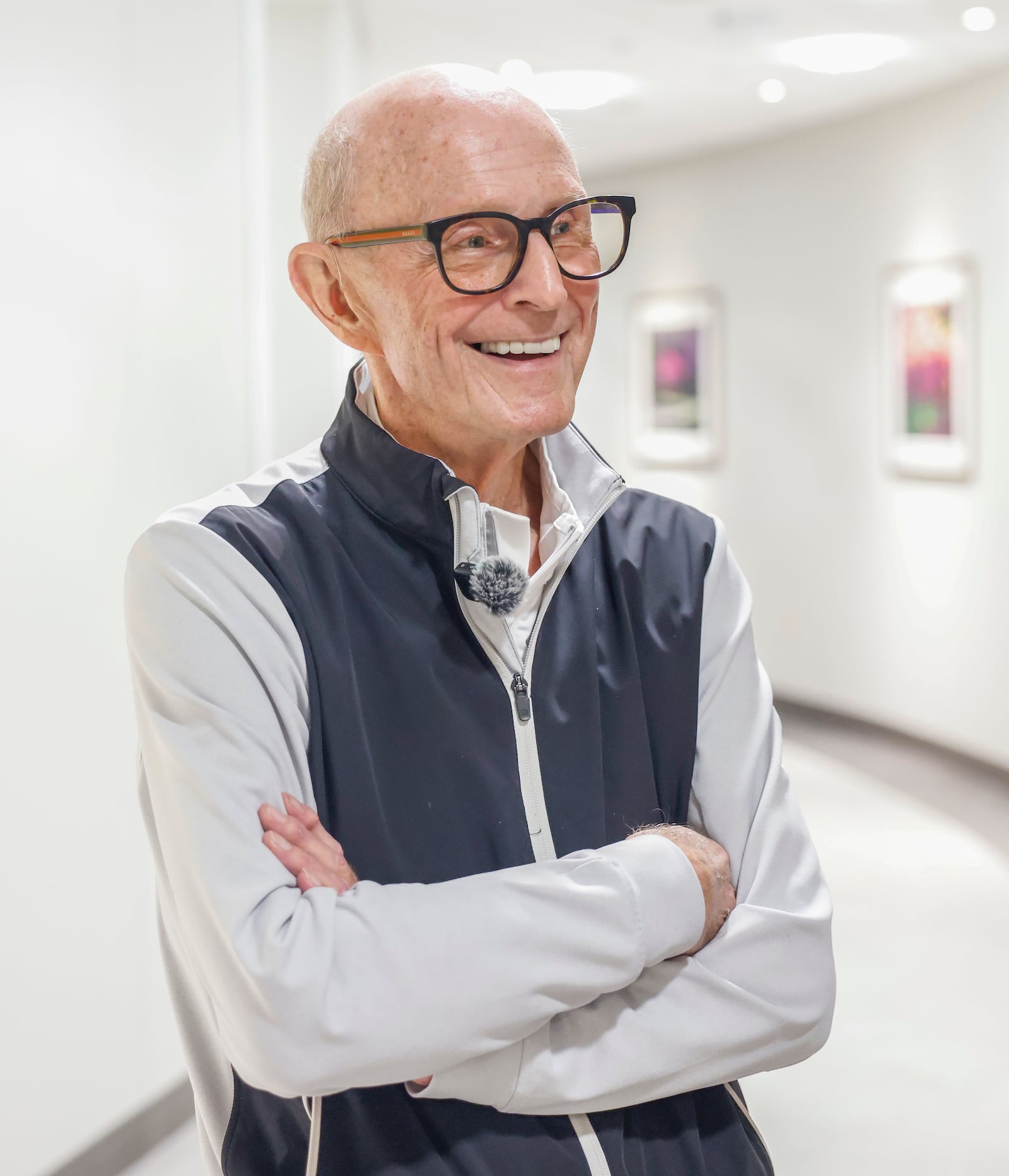 Kettering resident Pat McGohan laughs while having a conversation on Thursday, Nov. 20, 2025, at Kettering Health Main Campus. The retired businessman recently had an emergency hematoma. JOSEPH COOKE/STAFF