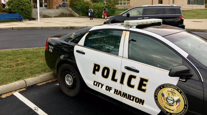 Hamilton Police removed a student from Hamilton Freshman School Tuesday after reports the male student had made verbal threats. School officials sent a notice out to school parents about the incident.(File photo/Journal-News)