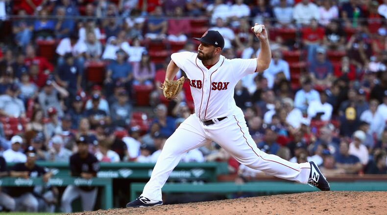 Robby Scott #63 of the Boston Red Sox pitches at the top of the ninth inning of the game against the New York Yankees at Fenway Park on September 29, 2018 in Boston, Massachusetts. (Photo by Omar Rawlings/Getty Images)