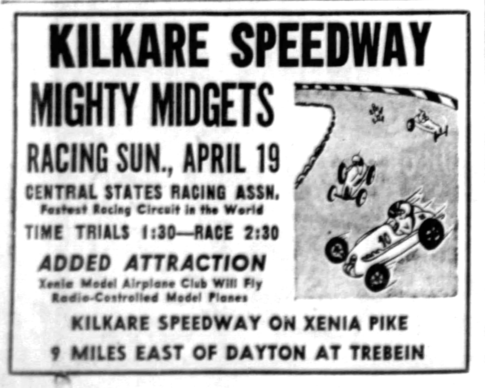 An advertisement for Kil-Kare Speedway in 1953. DAYTON DAILY NEWS ARCHIVES.