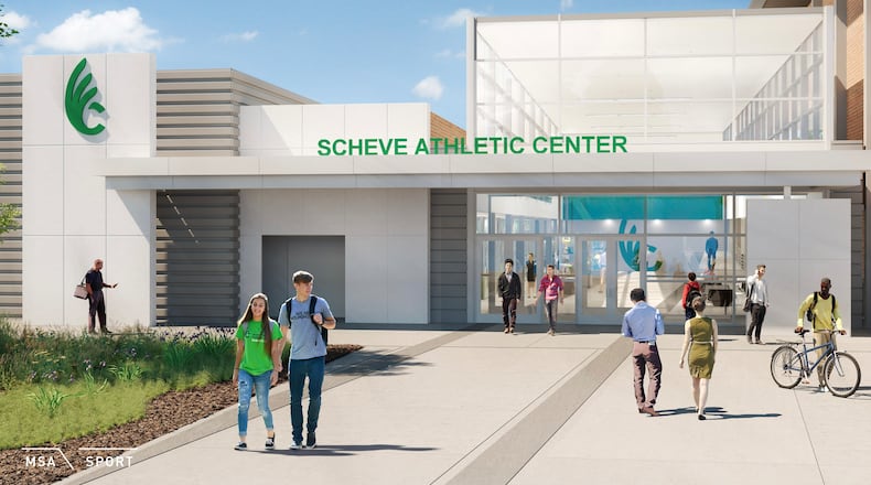 A rendering of the Jerry Scheve Athletic Center, so named for the late and longtime professor and women's basketball coach, who donated $23 million to its construction. CONTRIBUTED