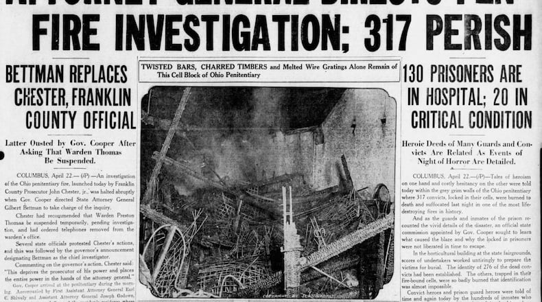 On April 21, 1930, the Dayton Daily News was one of the first media outlets on the scene when a massive fire broke out at the Ohio Penitentiary in Columbus. DAYTON DAILY NEWS ARCHIVES