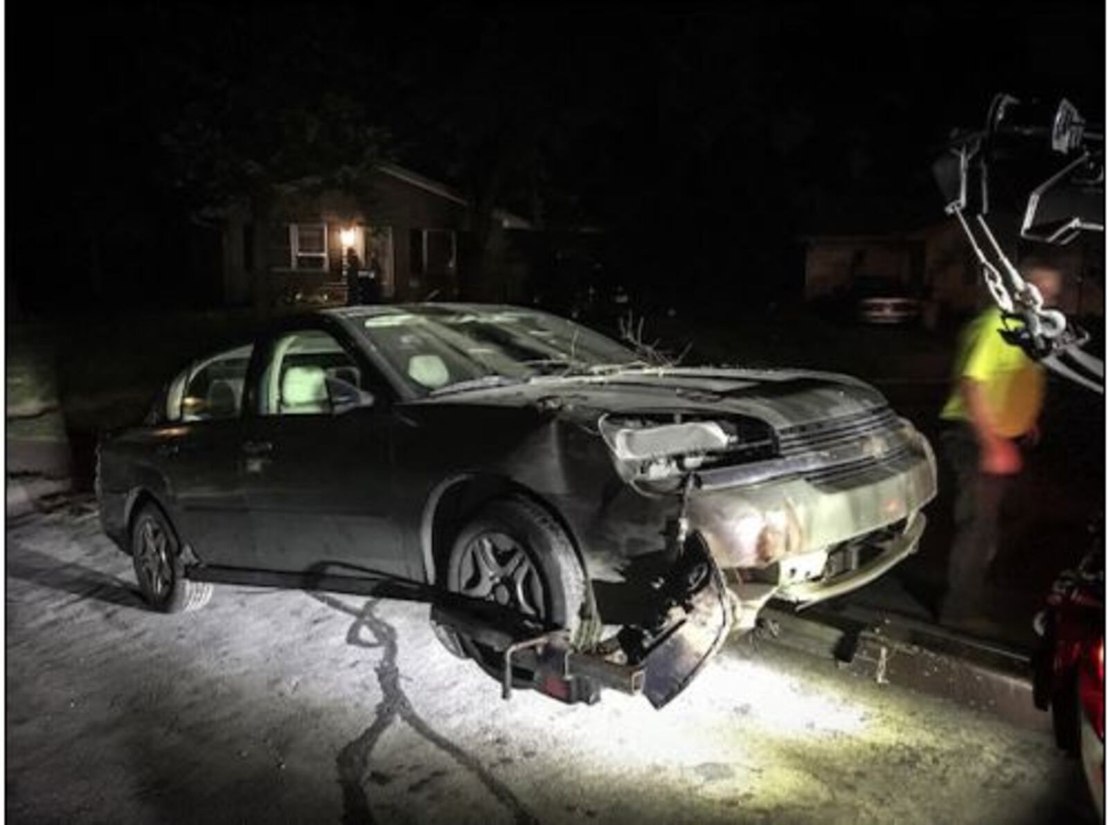 This is the car Riverside police said two people used to run from a traffic stop Thursday night in Riverside. (Jim Noelker/Staff)