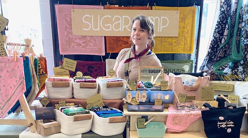 Val Smith started Sugar Camp 12 years ago, selling her own bandana designs and other goods with a positive message. “During the holidays I’ll do 3 or 4 events a month. I would describe them as indie craft pop-ups. I go to Columbus, Cincinnati, Toledo.”