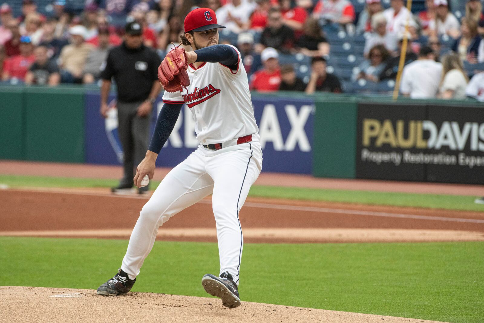 Cleveland Guardians starting pitcher Slade Cecconi delivers against the Cincinnati Reds during the first inning of a baseball game, Tuesday, June 10, 2025, in Cleveland. (AP Photo/Phil Long)
