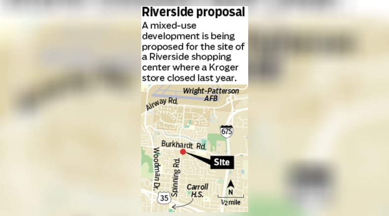 A mixed-use development is being proposed for the site of a Riverside shopping center where a Kroger store closed last year. STAFF