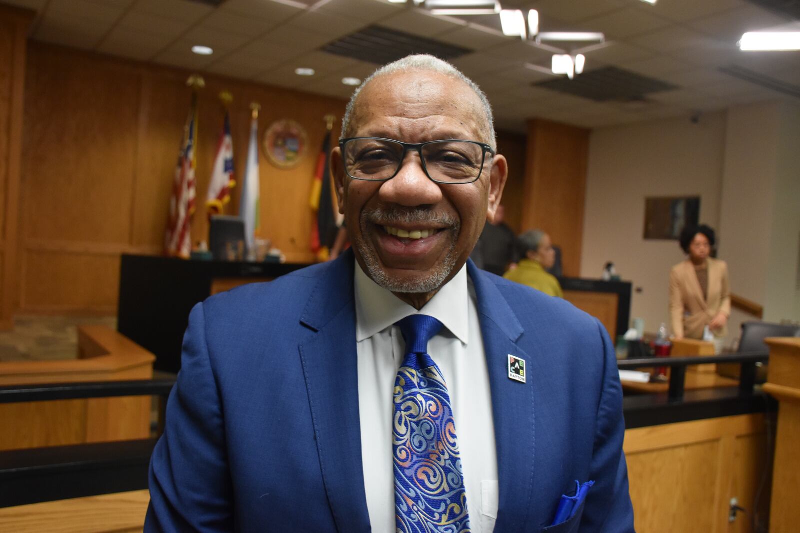 Dayton Mayor Jeffrey Mims Jr. in city commission chambers on Dec. 31, 2025, which was his final commission meeting as mayor. CORNELIUS FROLIK / STAFF