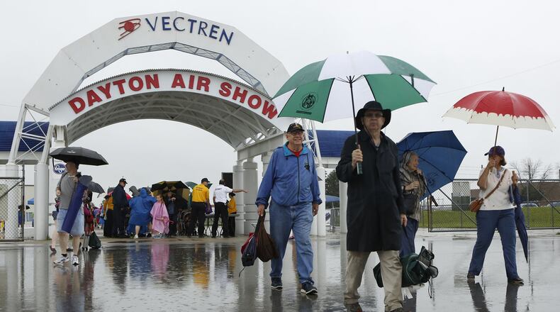 About 100 die-hard air show fans were in line in 2015 as the gate opened in Dayton on a rainy Saturday morning. TY GREENLEES / STAFF