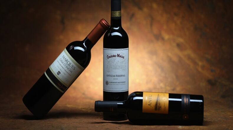 Recommended from the cabernet tasting: Marques de Casa Concha, Cousino-Macul Antiguas Reservas and MontGras Antu. (Terrence Antonio James/Chicago Tribune/TNS)