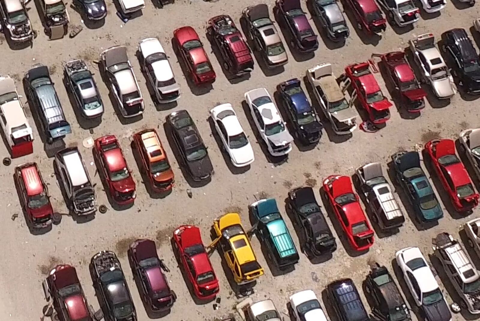 Aerial view of LKQ Pick-your-part lot in Dayton.  More than 10 million vehicles are recycled each year in the U.S.   TY GREENLEES / STAFF