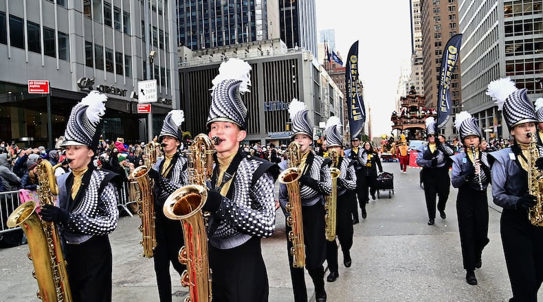 The Centerville High School Jazz Band performs in the 95th Macy's Thanksgiving Day Parade in New York City. KEVIN J. McCORMICK/CONTRIBUTED