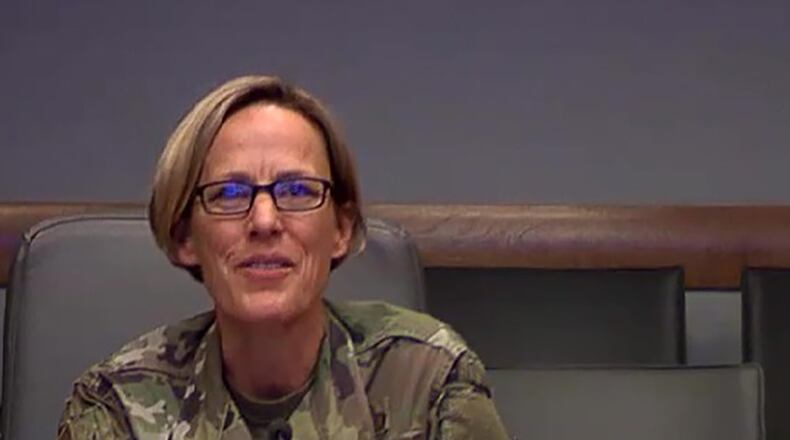 Brig. Gen. Heather L. Pringle, commander of the Air Force Research Laboratory, speaks with reporters during a virtual media roundtable event held during the Air Force Association’s Air, Space and Cyber Conference Sept. 16, 2020. COURTESY PHOTO