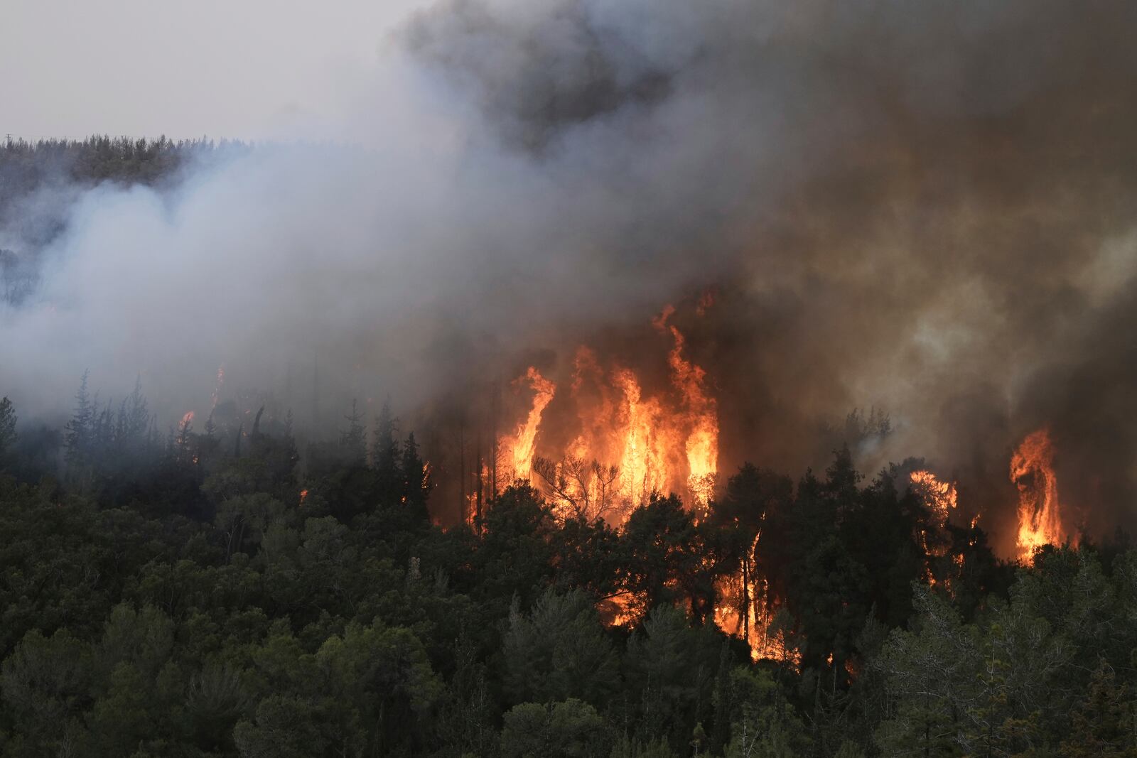 A forest fire burn near Jerusalem, Wednesday, April 30, 2025. (AP Photo/Mahmoud Illean)