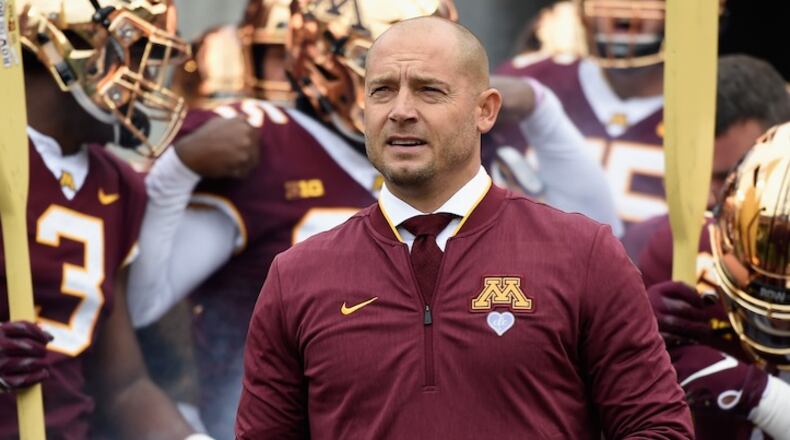 Head coach P.J. Fleck of the Minnesota Golden Gophers looks on before the game against the Iowa Hawkeyes on October 6, 2018 at TCF Bank Stadium in Minneapolis, Minnesota. (Photo by Hannah Foslien/Getty Images