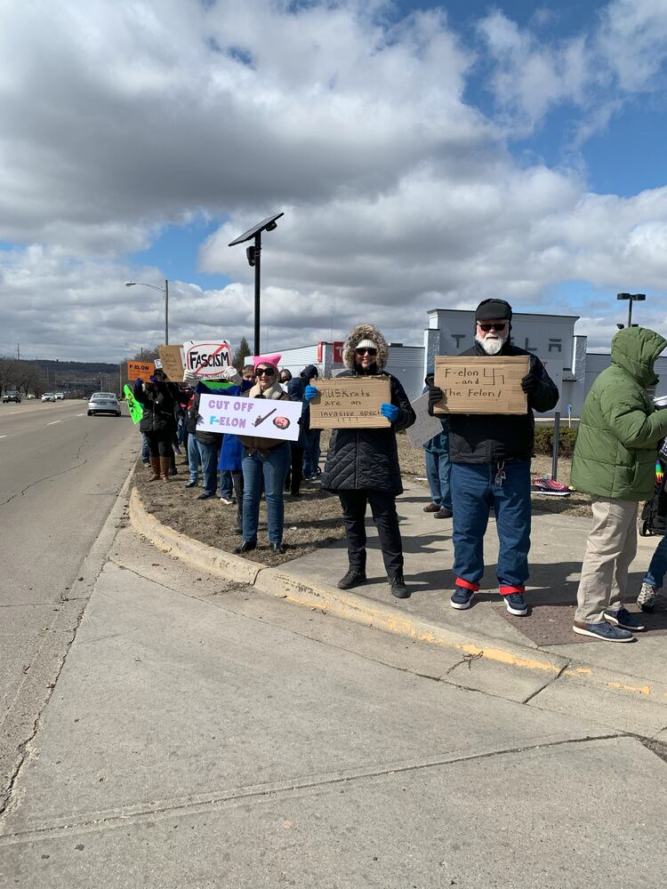 Tesla protest Moraine 2025