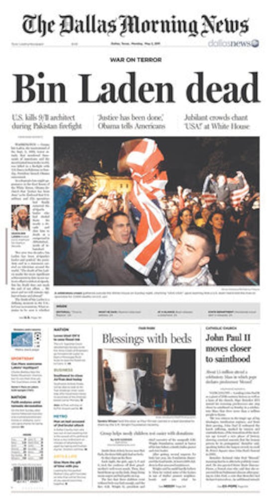Newspapers report Osama bin Laden's death