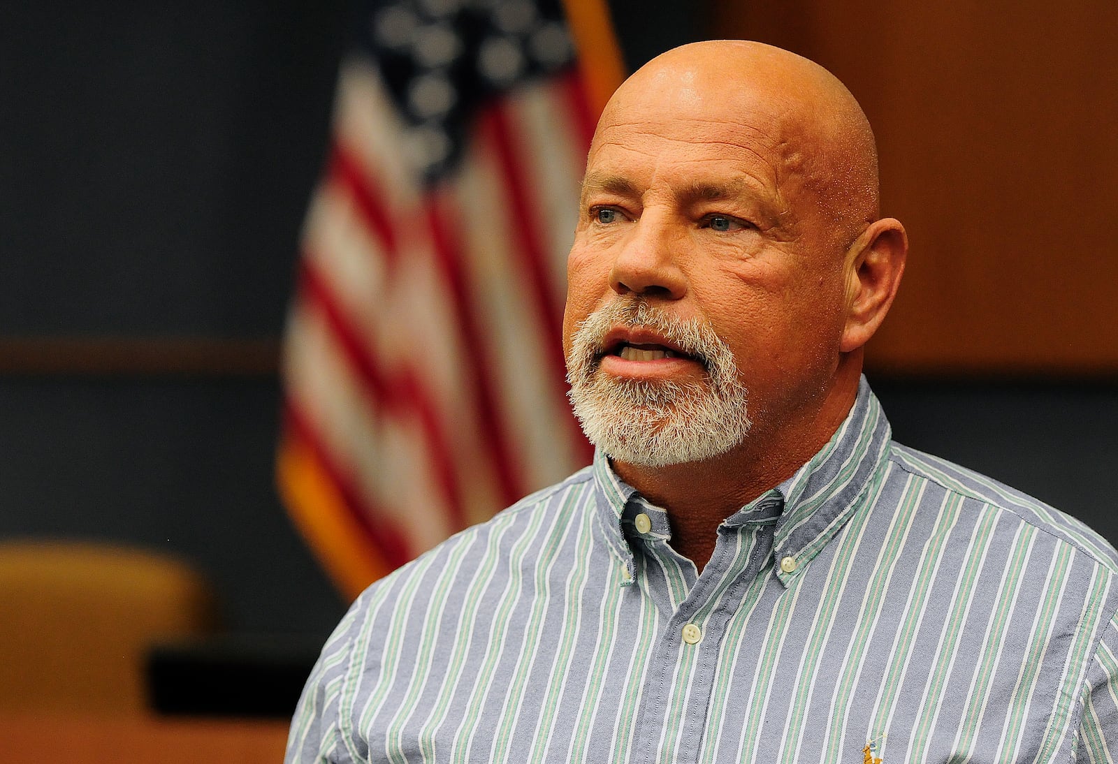 Ron Quillen talks about his 94-year-old uncle, Wayman “Pete” Donegia, at Moraine Police Department Tuesday Dec. 27, 2022. Police found Donegia robbed, beaten and bound in his Moraine home Sunday, Dec. 25, 2022. MARSHALL GORBY\STAFF