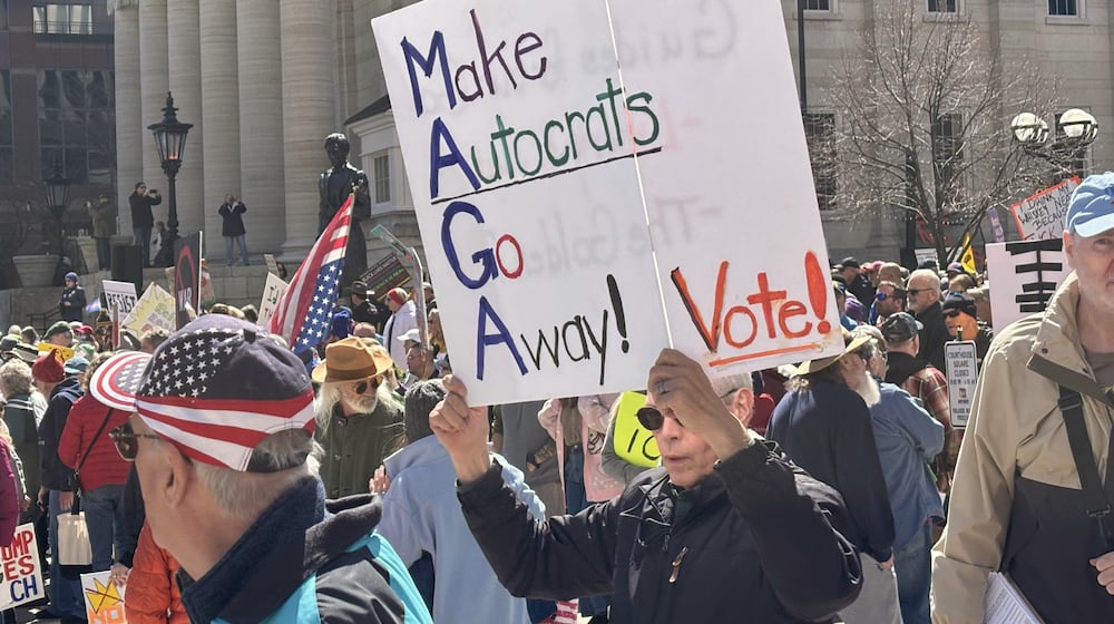 Thousands attended a No Kings protest at Courthouse Square in Dayton Saturday, March 28, 2026. JESSICA OROZCO/STAFF