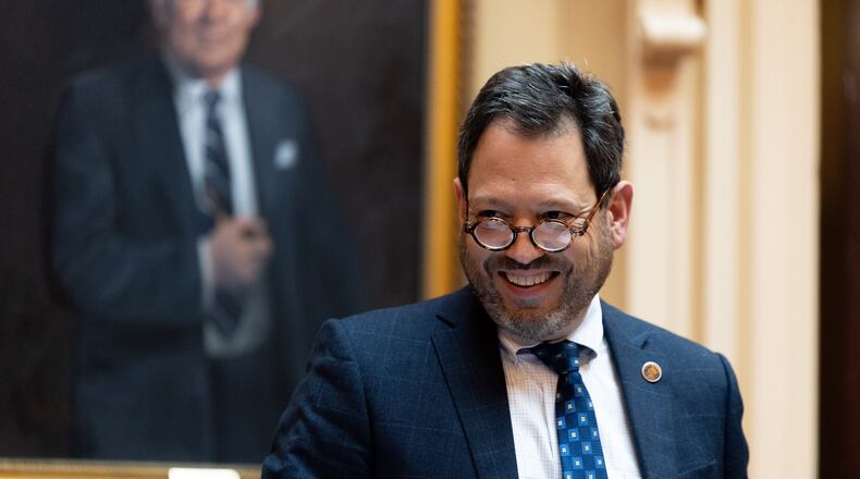 FILE - State Sen. Scott Surovell, D-Fairfax, attends a special legislative session in Richmond, Va., Wednesday, Oct. 29, 2025. (Mike Kropf//Richmond Times-Dispatch via AP, File)