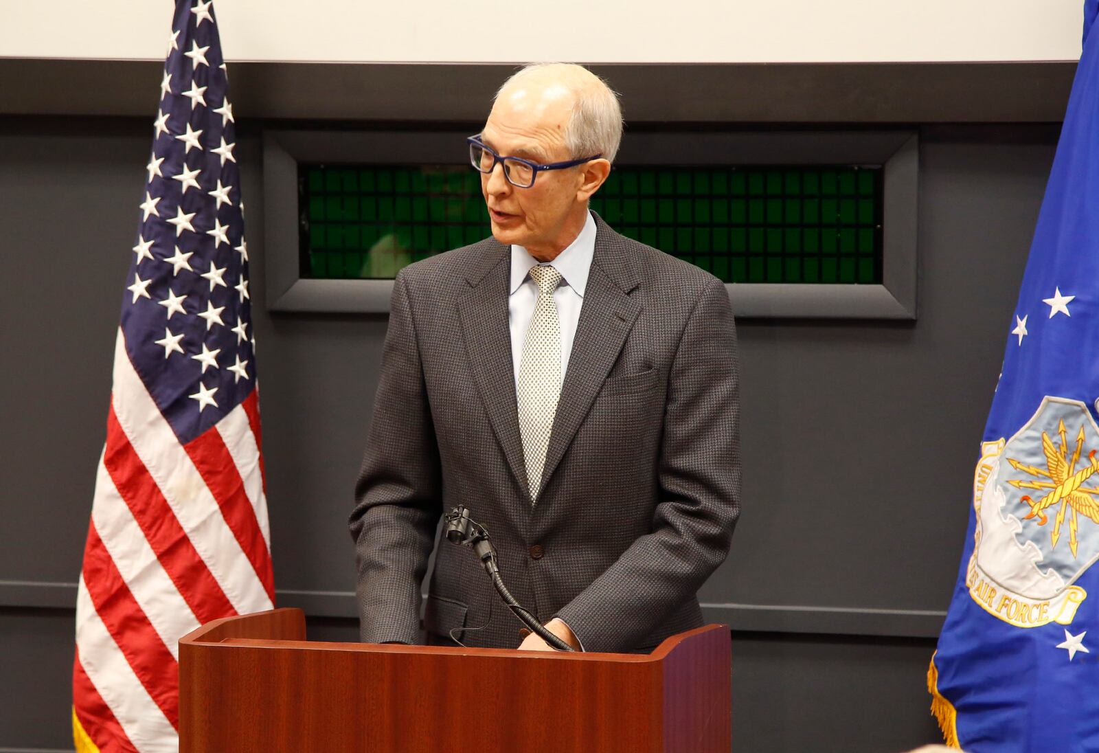 Burt Logan, Ohio History Connection Executive Director and CEO, was the keynote speaker at the 114th Anniversary of powered flight on Wright Memorial Hill.  TY GREENLEES / STAFF