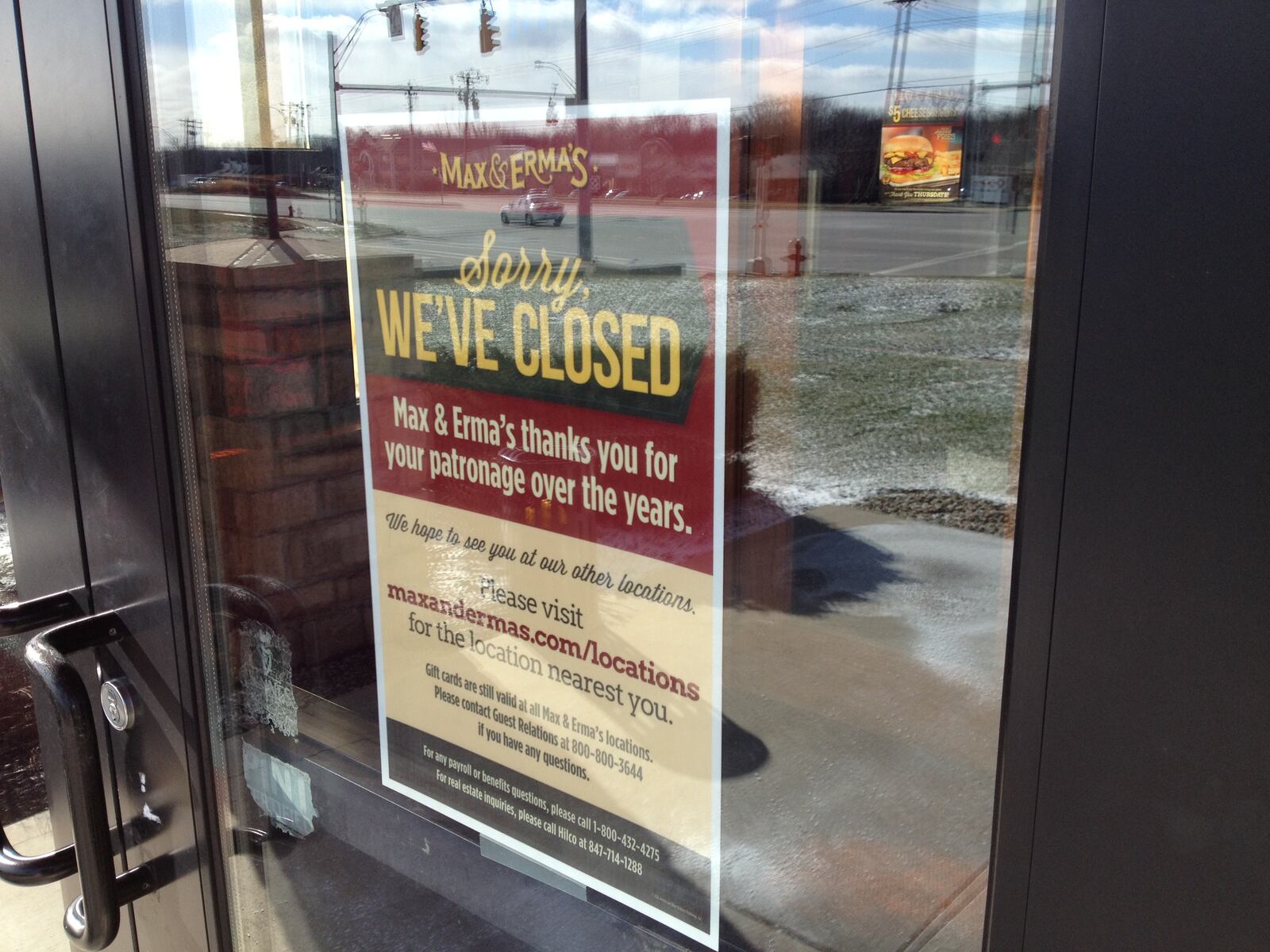 The Max & Erma’s restaurant chain Jan. 18 permanently shut down its Springboro location at 710 Gardner Road off Springboro Pike (Ohio 741). Staff photo by Rick McCrabb