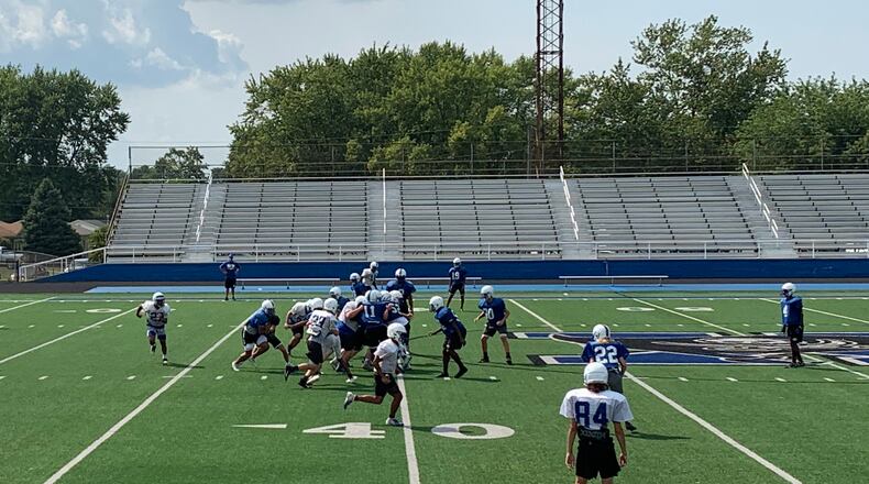 Xenia Buccaneers practice football