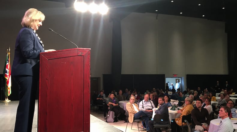 Wright State University president Cheryl Schrader delivered her first state of the university address on Wednesday.